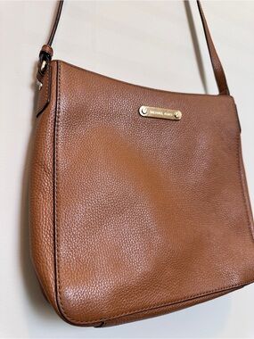 Michael Kors Tan Pebbled Leather Crossbody with Gold Logo